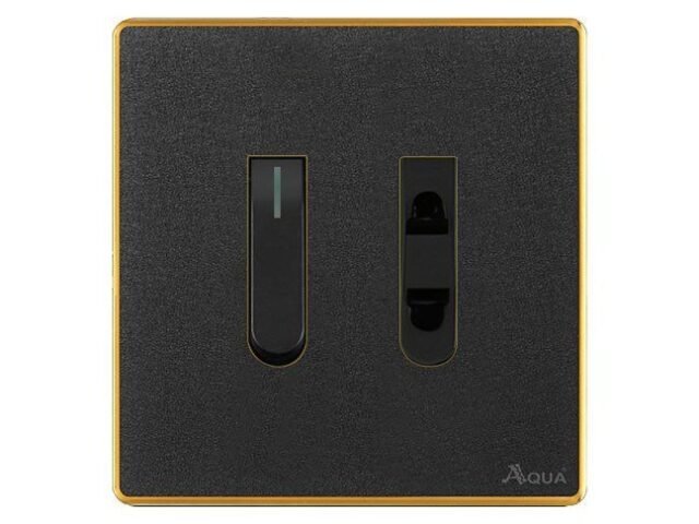 AQUA NEO ACRYLIC BLACK 1 GANG SWITCH + 1 SOCKET – Aqua NEO Acrylic Black
