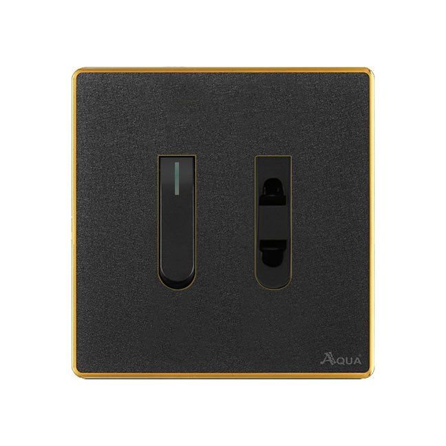 AQUA NEO ACRYLIC BLACK 1 GANG SWITCH + 1 SOCKET – Aqua NEO Acrylic Black