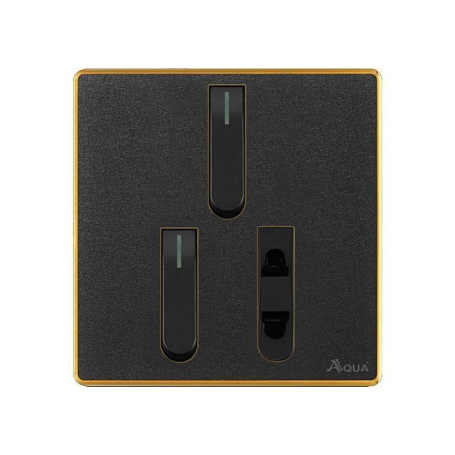 AQUA NEO ACRYLIC BLACK 2 GANG SWITCH + 1 SOCKET – Aqua NEO Acrylic Black