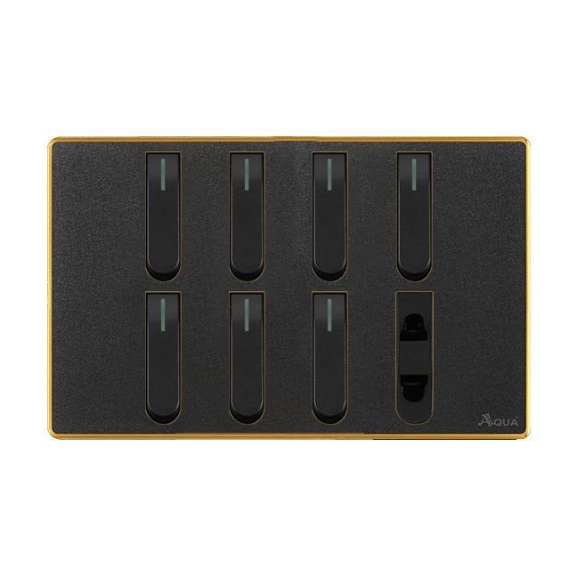 AQUA NEO ACRYLIC BLACK 7 GANG SWITCH + 1 SOCKET – Aqua NEO Acrylic Black