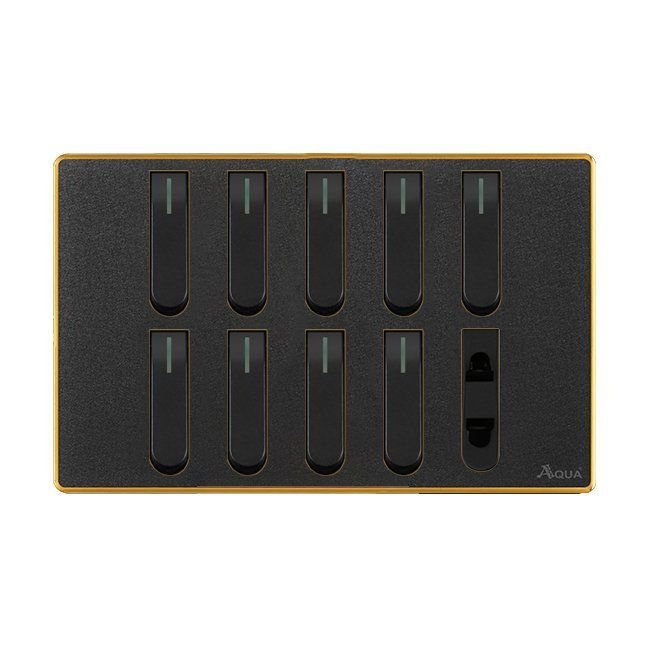 AQUA NEO ACRYLIC BLACK 9 GANG SWITCH + 1 SOCKET – Aqua NEO Acrylic Black