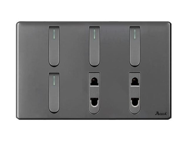 AQUA NEO SUPER GREY 4 GANG SWITCH + 2 SOCKET – Aqua NEO Super Grey
