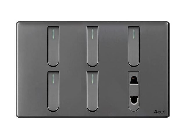 AQUA NEO SUPER GREY 7 GANG SWITCH + 1 SOCKET – Aqua NEO Super Grey