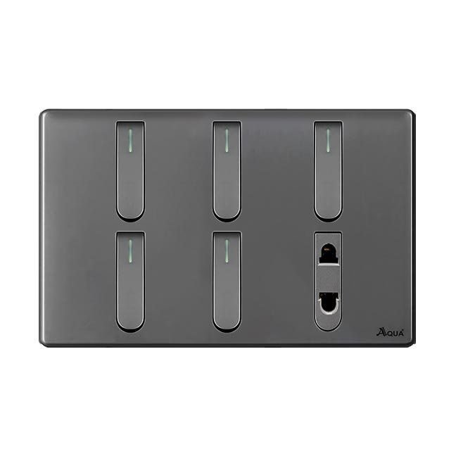 AQUA NEO SUPER GREY 7 GANG SWITCH + 1 SOCKET – Aqua NEO Super Grey