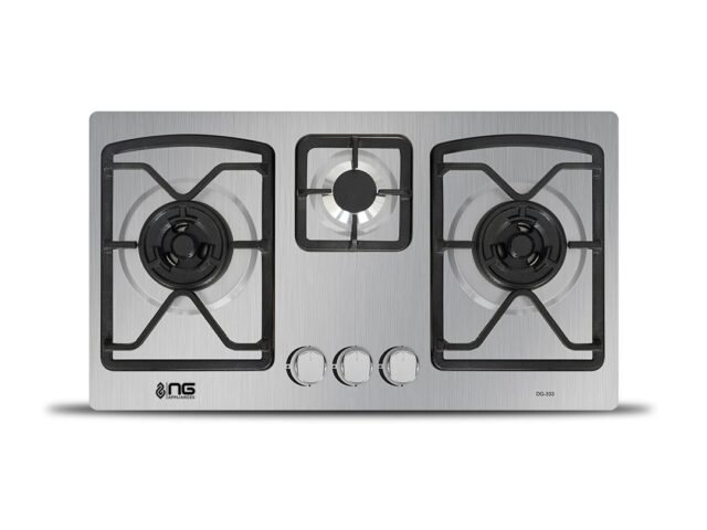 NasGas DG-333 Built-in Hob – 3 Burner Non-Magnetic Stainless Steel Gas Stove – NasGas Built-in Hobs