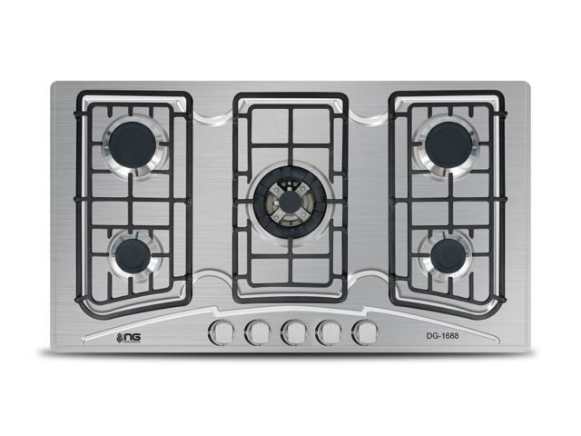 NasGas DG-555 S Built-in Hob – 5 Burner Stainless Steel Gas Stove with Auto Ignition – NasGas Built-in Hobs