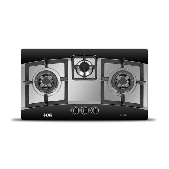 NasGas DG-932 BK Built-in Hob – 3 Burner Stainless Steel Top Gas Stove – NasGas Built-in Hobs