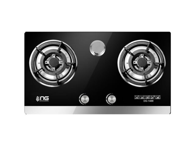 NasGas DG-GN2 Built-in Hob – 2 Burner Tempered Glass Gas Stove with Auto Ignition – NasGas Built-in Hobs